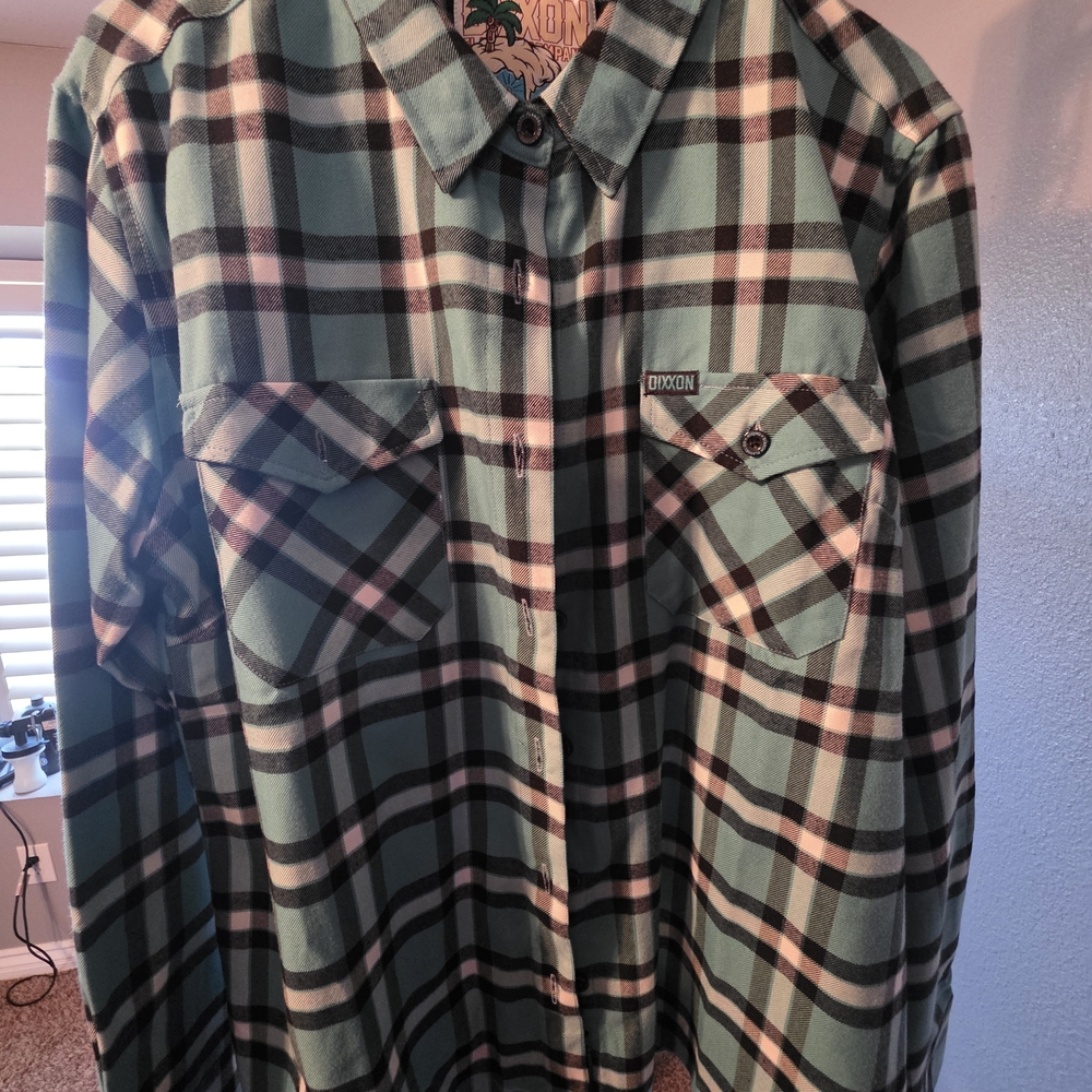 DIXXON Teal and Black Plaid Shirt